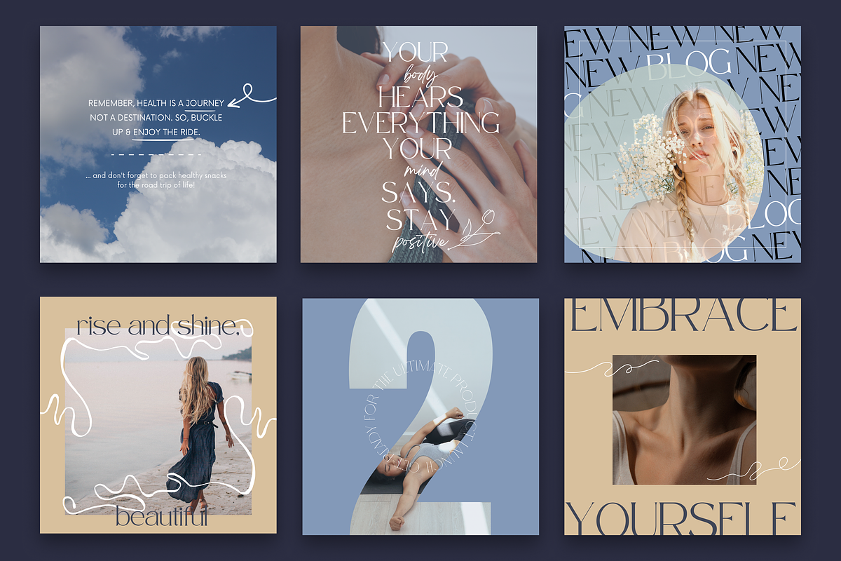Wellness IG Canva Pack: 90+ Posts, a Social Media Template by Glow Muse Studio (Photo 6 of 9)