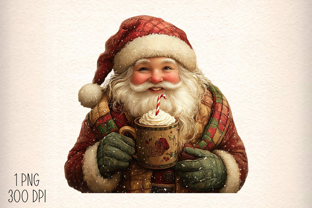 Vintage Santa Claus Wall Art PNG, an Illustration by Daily.Designs (Photo 1 of 5)