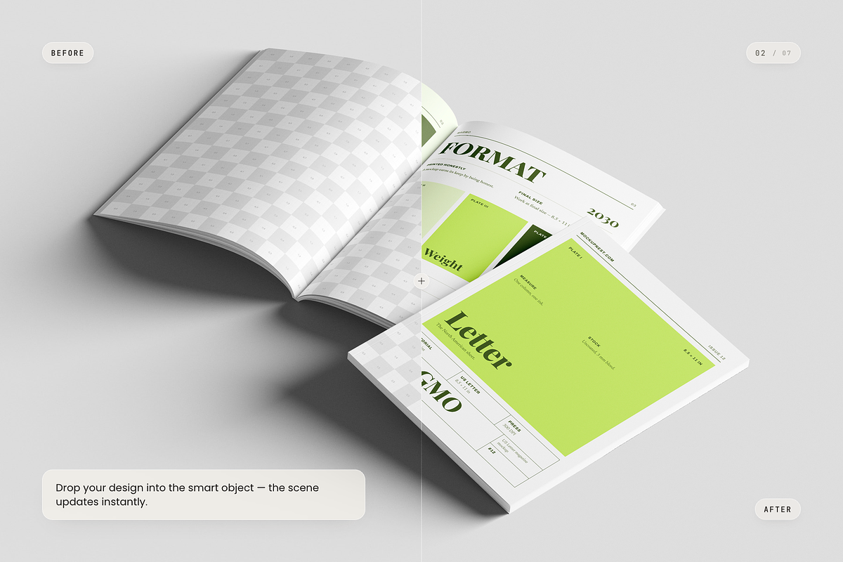 US Letter Magazine Mockup, a Books & Magazine Mockup by Toasin Studio (Photo 2 of 7)