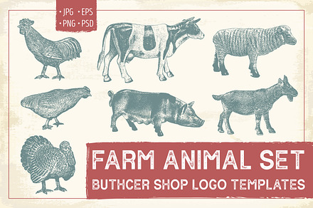 Farm Animal Logo Templates Set