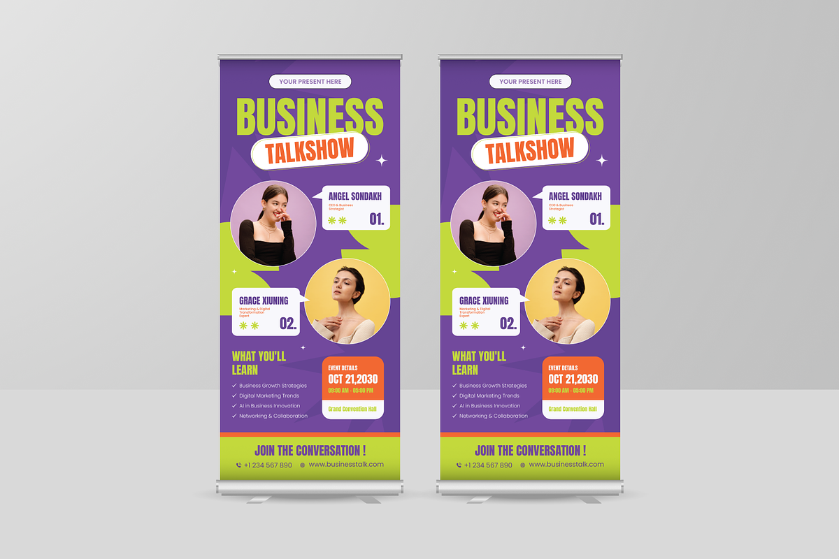 Creative Talk Show Roll Up Banner, a Poster Template by Annora Studio (Photo 2 of 6)