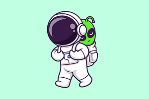 Cute Astronaut Bring Baby Alien, an Animal Illustration by Catalyst Labs