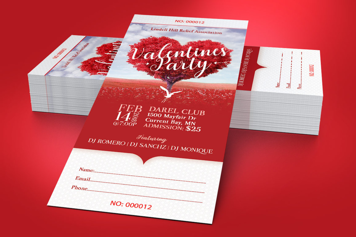 Tree Heart Valentines Party Ticket, a Card Template by Godserv Designs (Photo 3 of 9)