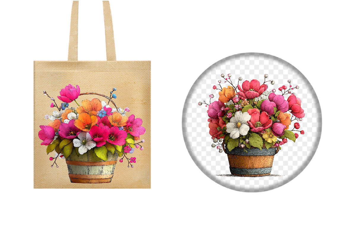 Spring Flower Basket Clipart Set, an Illustration by Design Market (Photo 5 of 5)