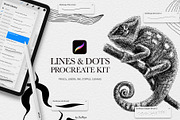 Line & Dots Procreate Brushes Kit, a Brush Add-On by owlasya (Thumbnail 1 of 6)