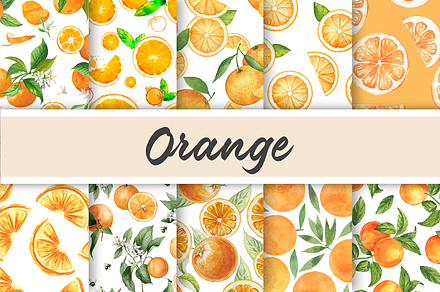 Watercolor Oranges Digital Papers, an Arts & Entertainment Photo by AdriOP