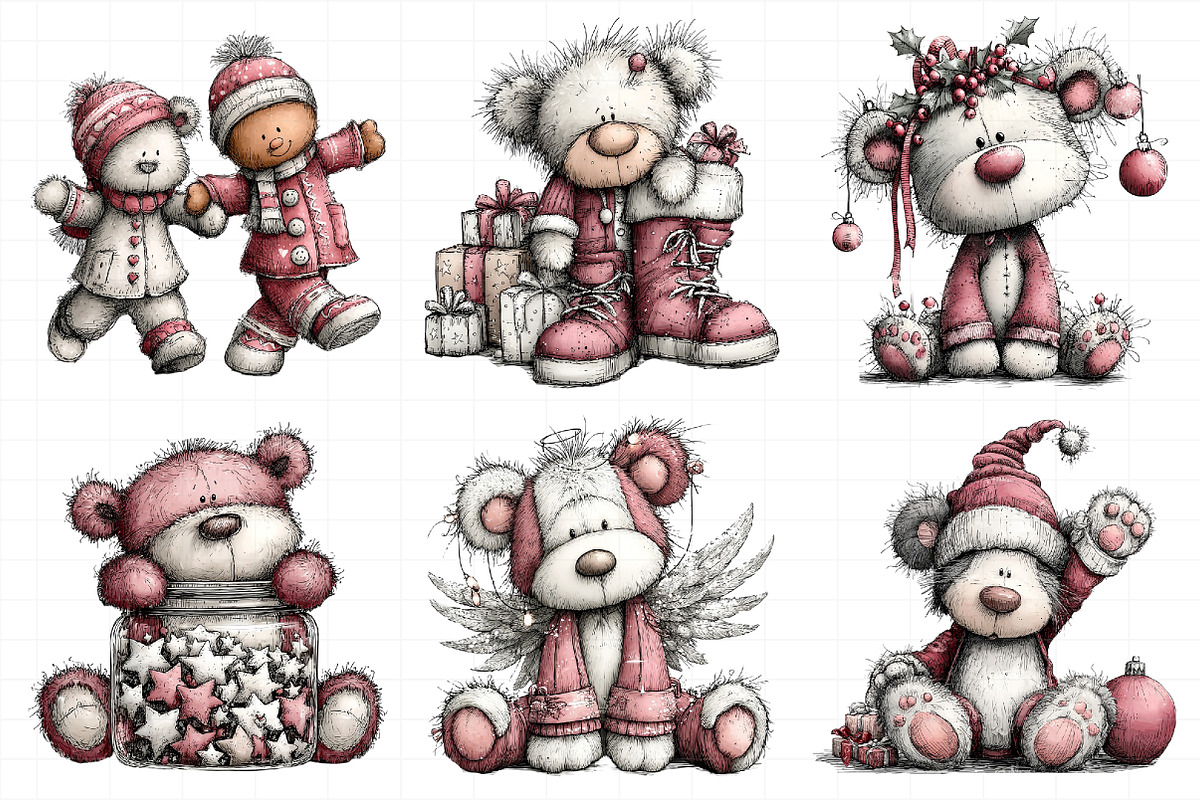 Whimsical Christmas Teddy Clipart, an Illustration by Daily.Designs (Photo 4 of 5)