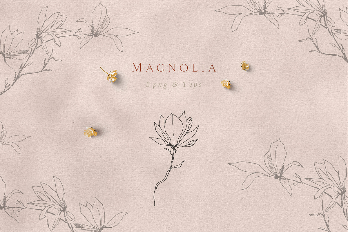 Magnolia flowers line art, a Graphic by Summer Nightingale Art (Photo 1 of 4)