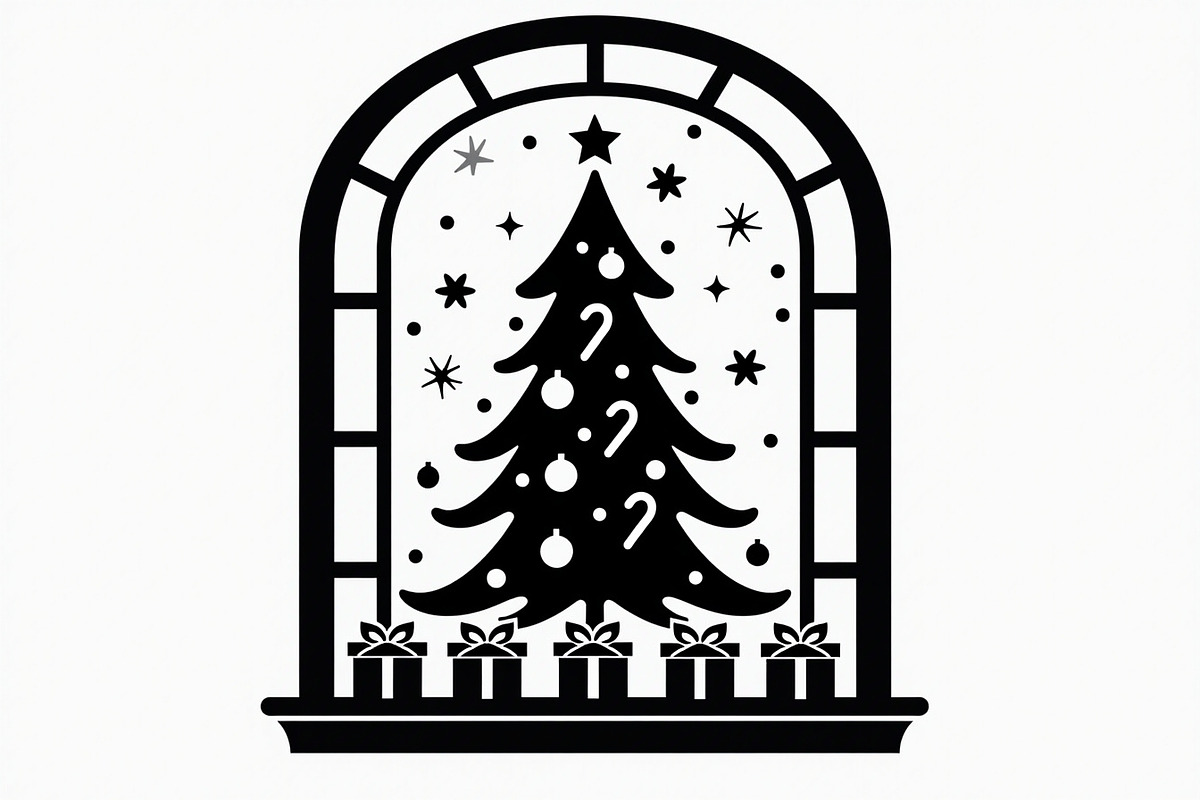 Festive Christmas Tree Silhouette Se, an Illustration by BIPLOB EXPERT (Photo 8 of 20)