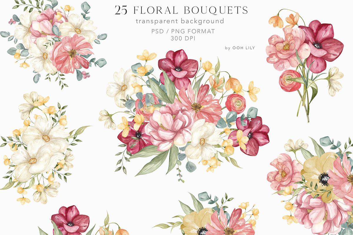 HONEY FLOWERS. watercolor collection, a Decorative Illustration by Ooh Lily (Photo 2 of 15)