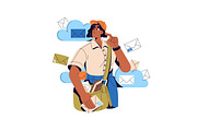 Postmen delivering letters, mail set, a Person Illustration by PaperTrident (Thumbnail 10 of 13)