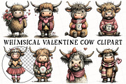 Whimsical Valentine Cow Clipart, an Illustration by OK Design (Thumbnail 2 of 6)