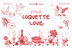Love Coquette style. Vector clip art