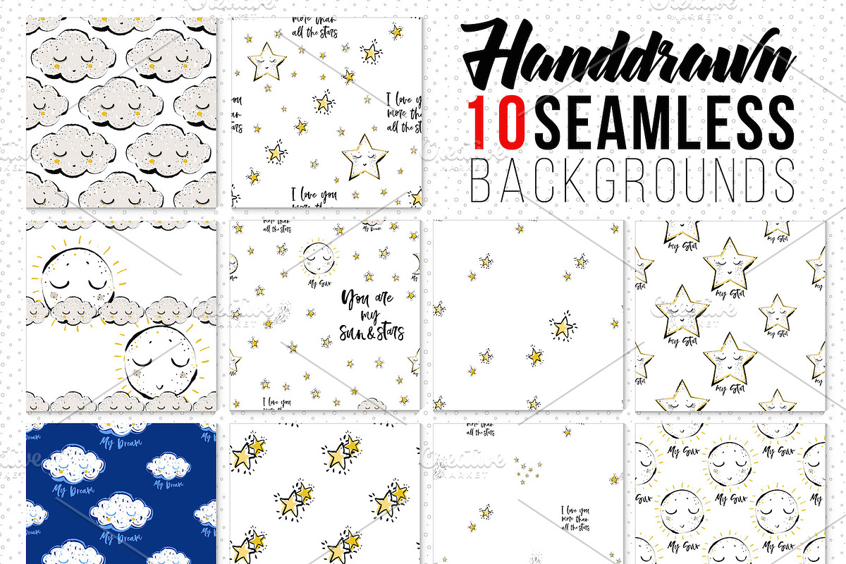 Goodnight Kid Elements & 70 Patterns, a Pattern Graphic by Sopelkin (Photo 7 of 10)