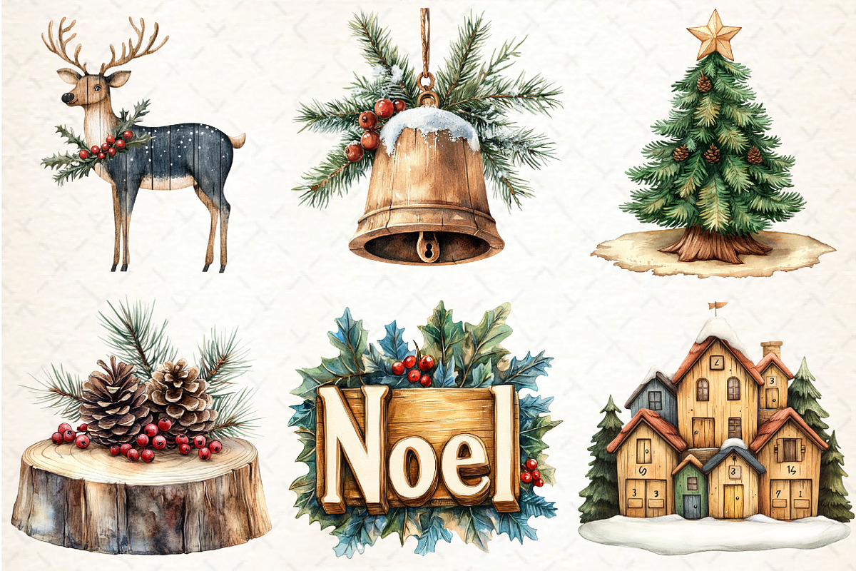 Woodland Christmas Clipart, an Illustration by DreamCafeArt (Photo 4 of 7)