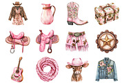 Watercolor Pink Cowgirl Clipart, a Seasonal Illustration by CitraGraphics (Thumbnail 3 of 5)