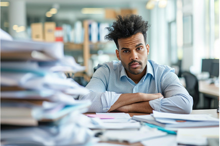 Busy office man. Generate Ai, a Person Photo by Ylivdesign