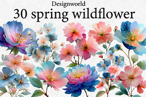 spring wildflower clipart, an Illustration by Designworld