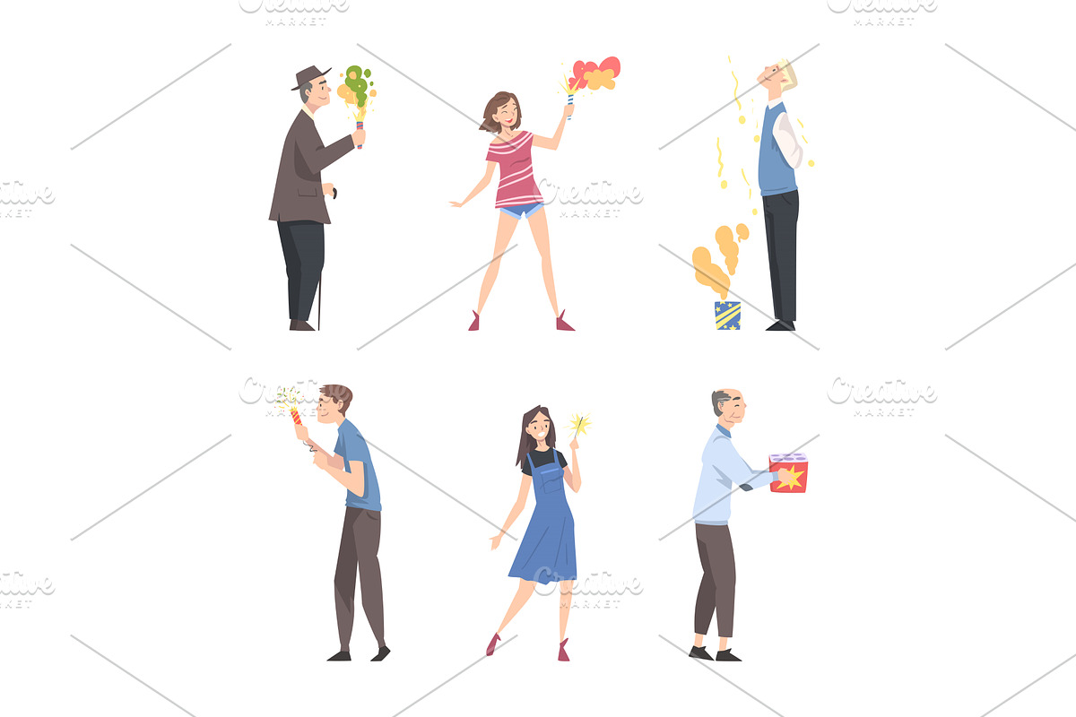 Happy People Characters with, a Person Illustration by TopVectors