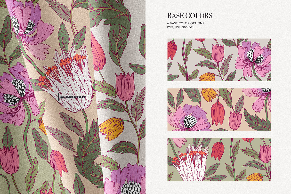 Morris Floral Pattern and Motifs, a Pattern Graphic by likorbut (Photo 4 of 11)