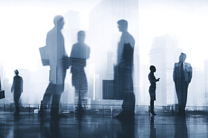 Silhouettes of business people walk, a Business Photo by MistyDay