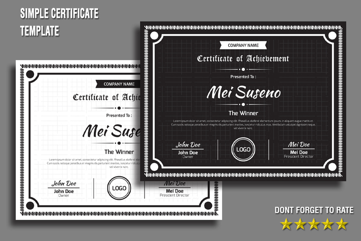 Simple Certificate Template, a Stationery Template by mesuka