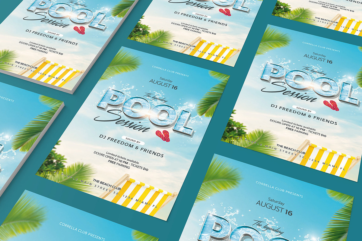 Pool Party Flyer, a Flyer Template by Corrella Design
