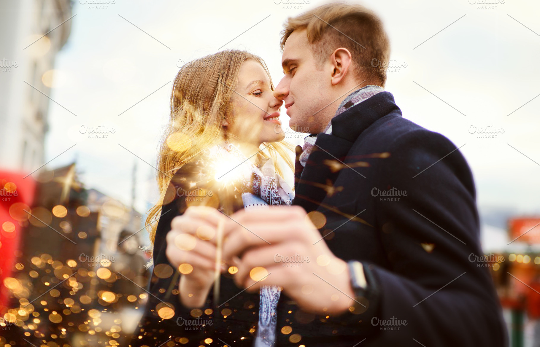 Elegant romantic couple with sparkle containing couple, sparkle, and kissing, a Person Photo by vitaliymateha photography