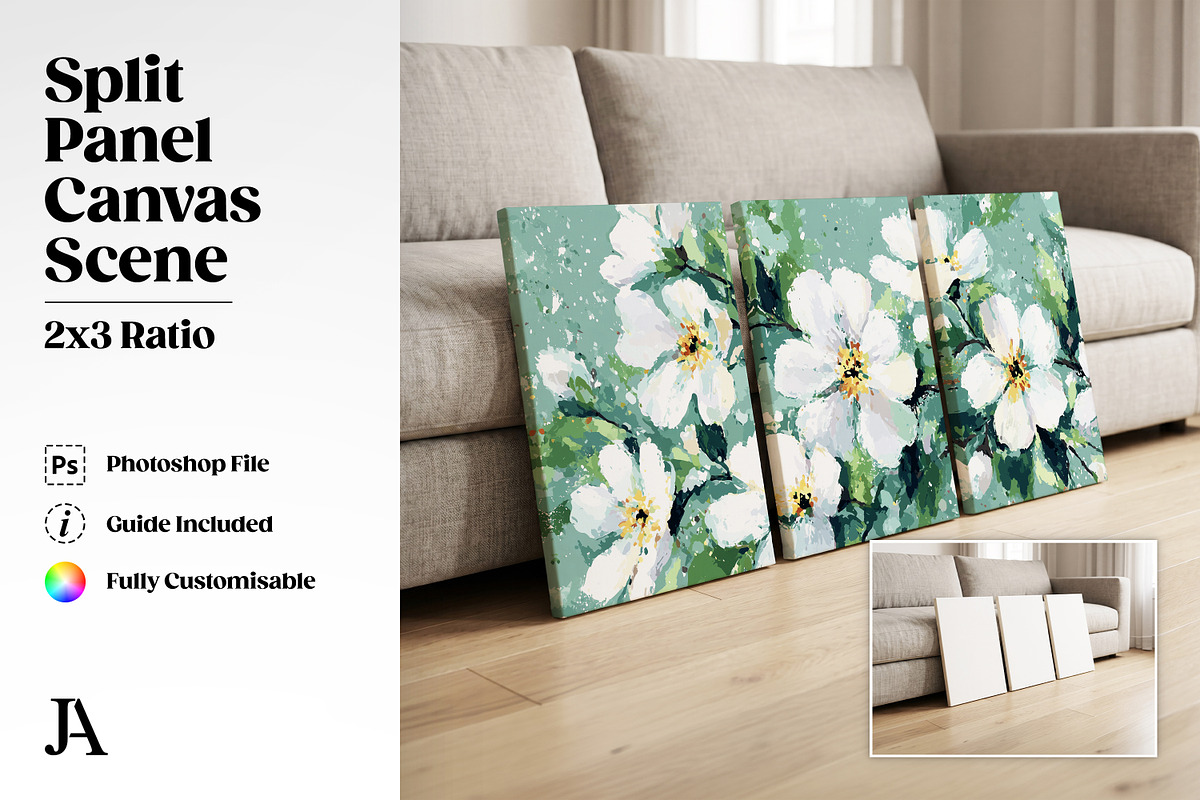 Split Panel Canvas 2x3 PSD Mockup, a Household Mockup by Julian Adams (Photo 1 of 3)