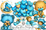 Baby Boy Clipart, Blue Teddy Bear Cl, an Illustration by Sublimation Artist (Thumbnail 1 of 6)