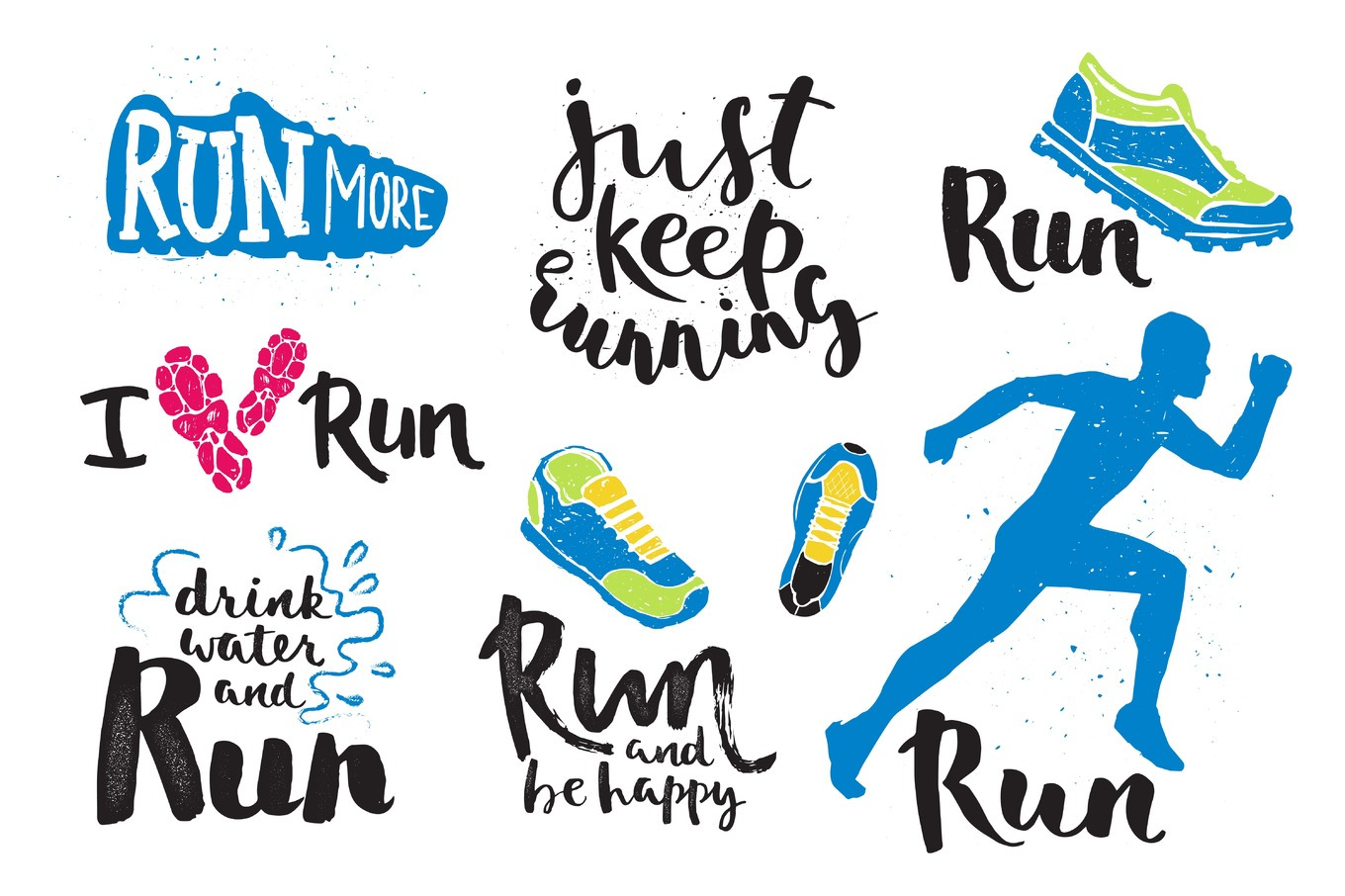 Running man marathon logo jogging emblems label and fitness training ...