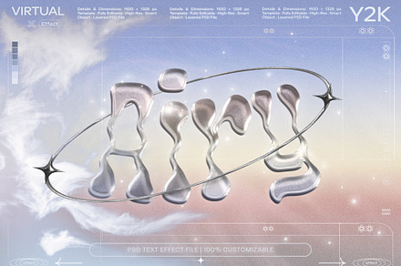 Y2K Chrome Aesthetic Text Effect, a Layer Style Add-On by wavebreak