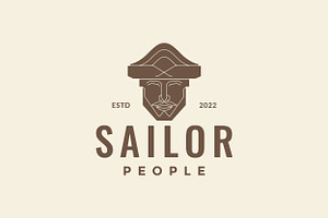 Hipster Face And Hat Sailor Logo