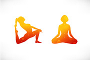 Vector set with girls in yoga poses, a Decorative Illustration by Silmen (Thumbnail 3 of 4)