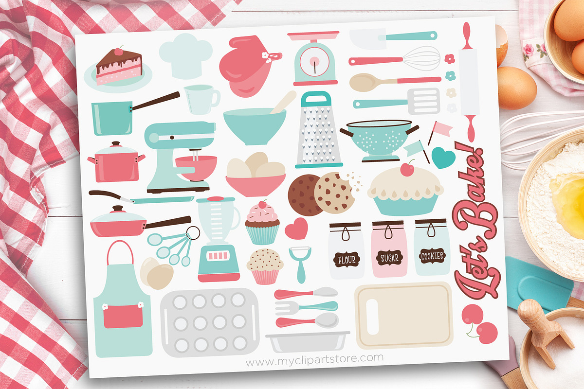 Bakery Kitchen Utensils Clipart, a Food Illustration by MyClipArtStore (Photo 1 of 2)