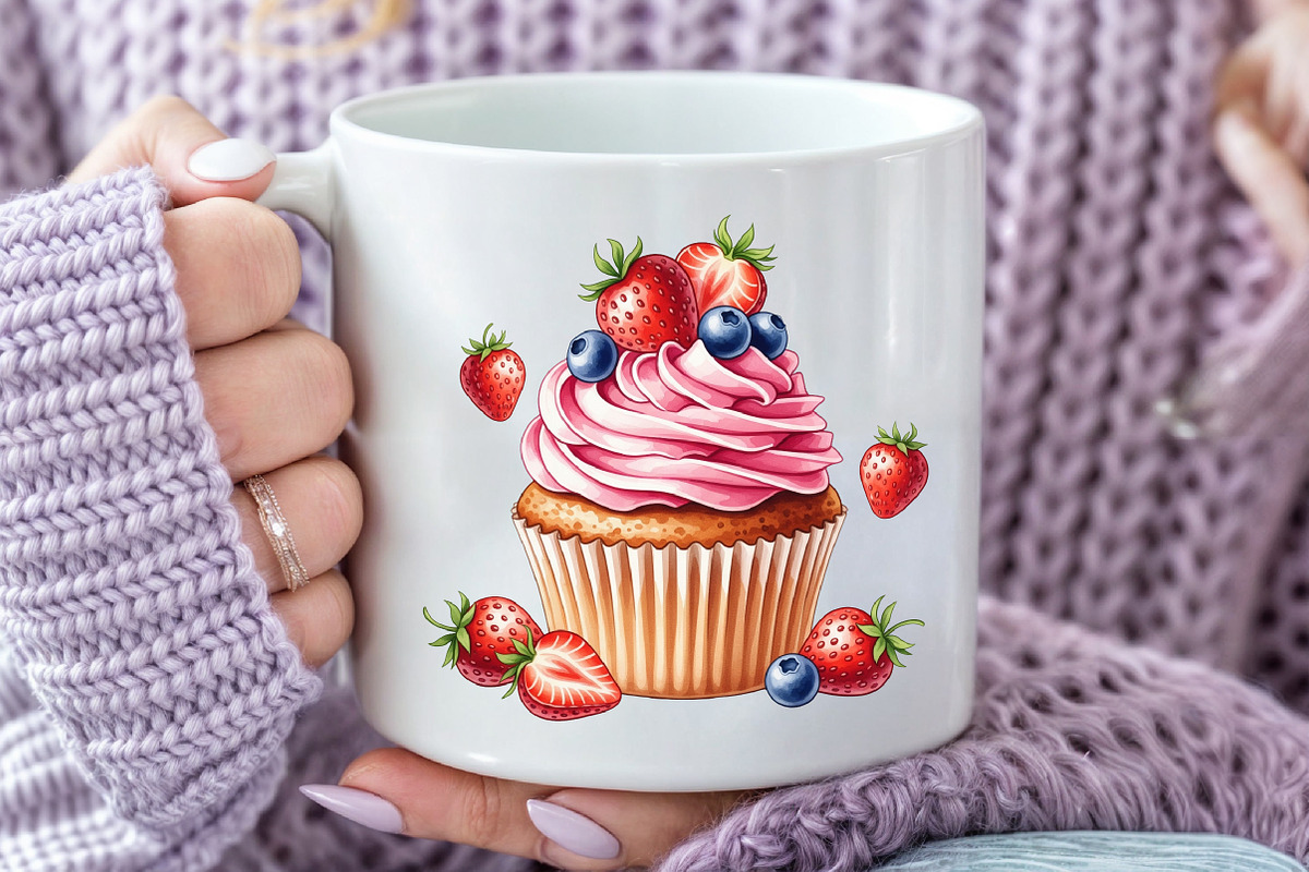 Strawberry-Themed Watercolor PNG, an Illustration by SinaCreation (Photo 8 of 9)