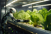 Robot Picks Lettuce in Greenhouse, a Technology Illustration by VetalStock (Thumbnail 1 of 3)