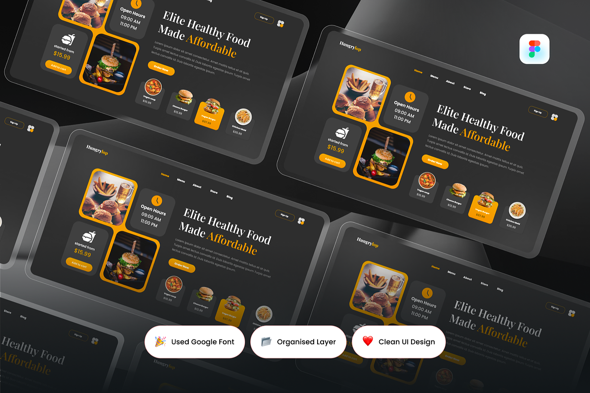 Hungrylop - Restaurant Hero Header, a Templates & Theme by SquidPixey (Photo 2 of 3)