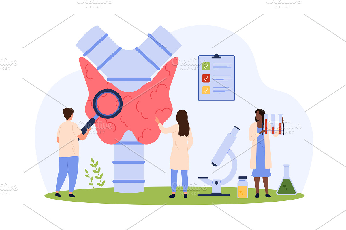 Diagnosis of thyroid diseases in, an Object Illustration by Flashvector