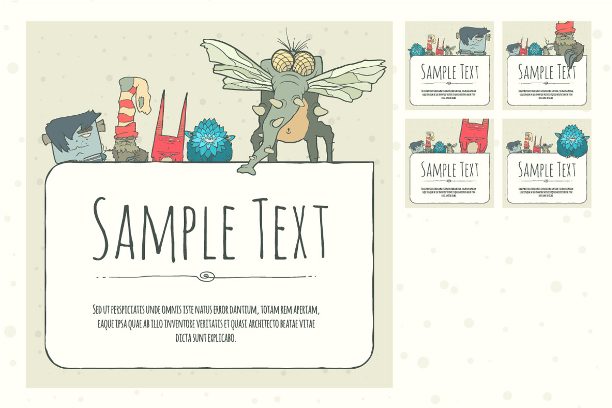 Set of Hand Drawn Vector Monsters, an Illustration by Andrew Bzh. (Photo 6 of 6)
