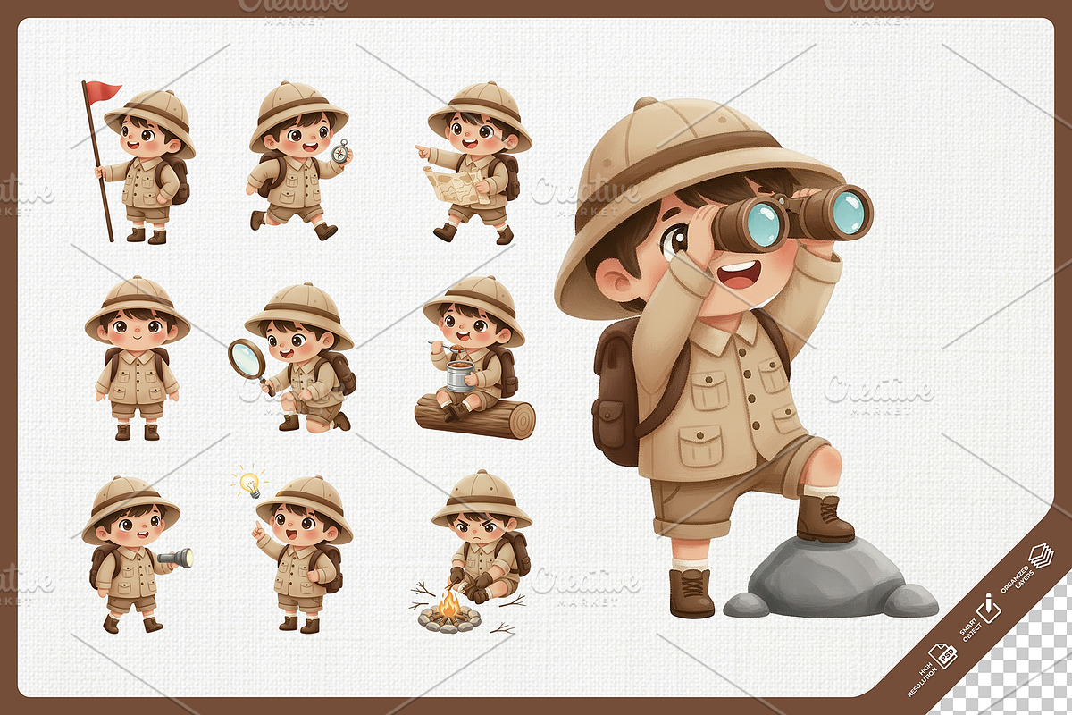 Cheerful Explorer Kid Cute Character, a Person Illustration by Gohsantosa (Photo 3 of 4)