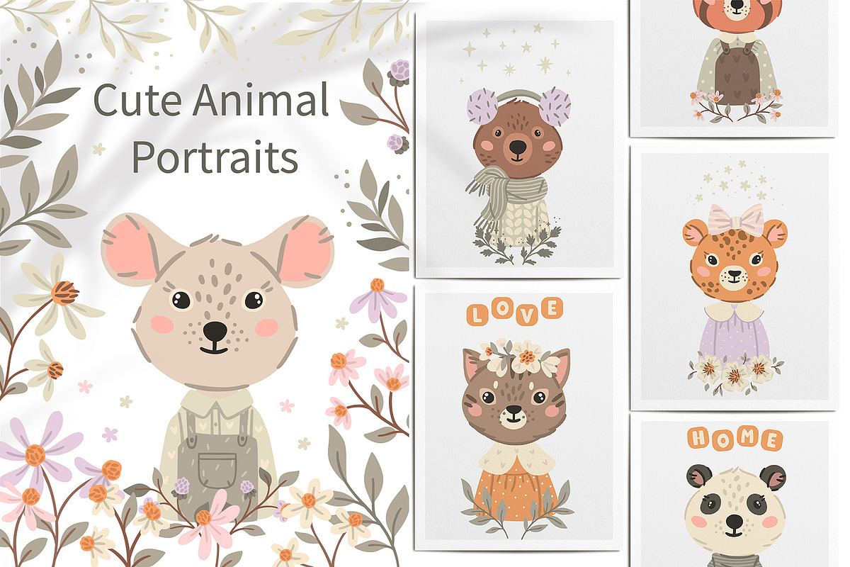 Animal babies cute illustrations, an Animal Illustration by OxanaTally (Photo 1 of 13)