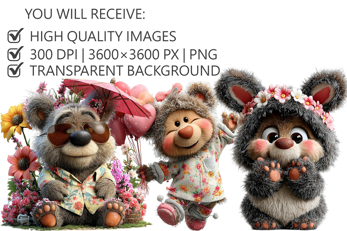 Whimsical Easter Bear Clipart, an Illustration by Pixels.Craft (Photo 2 of 5)