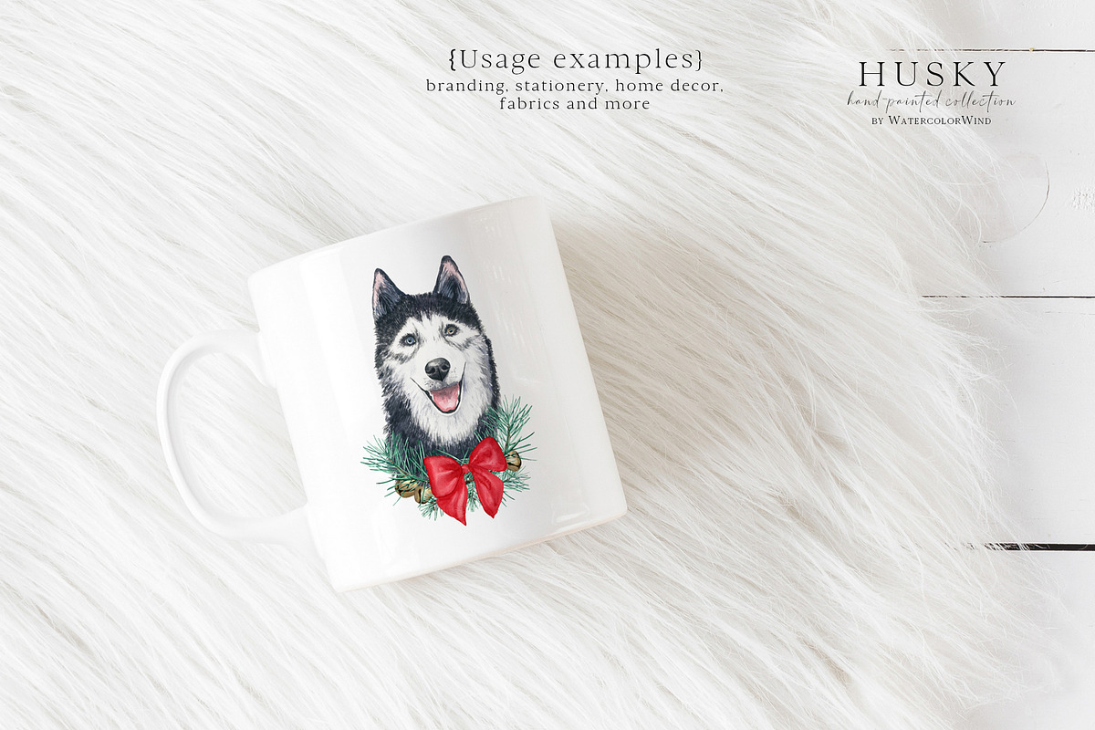 Christmas Husky Dog Winter Clipart, an Illustration by Ksenia Shmakova (Photo 6 of 6)