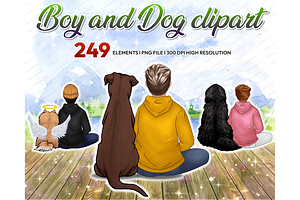 Best friends dog clipart PNG, Boy