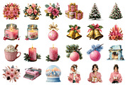 Pink Christmas Clipart PNG, an Illustration by SinaCreation (Thumbnail 2 of 7)