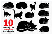 Elegant Cat  Silhouette Bundle, a Graphic by jahid234 (Thumbnail 1 of 11)