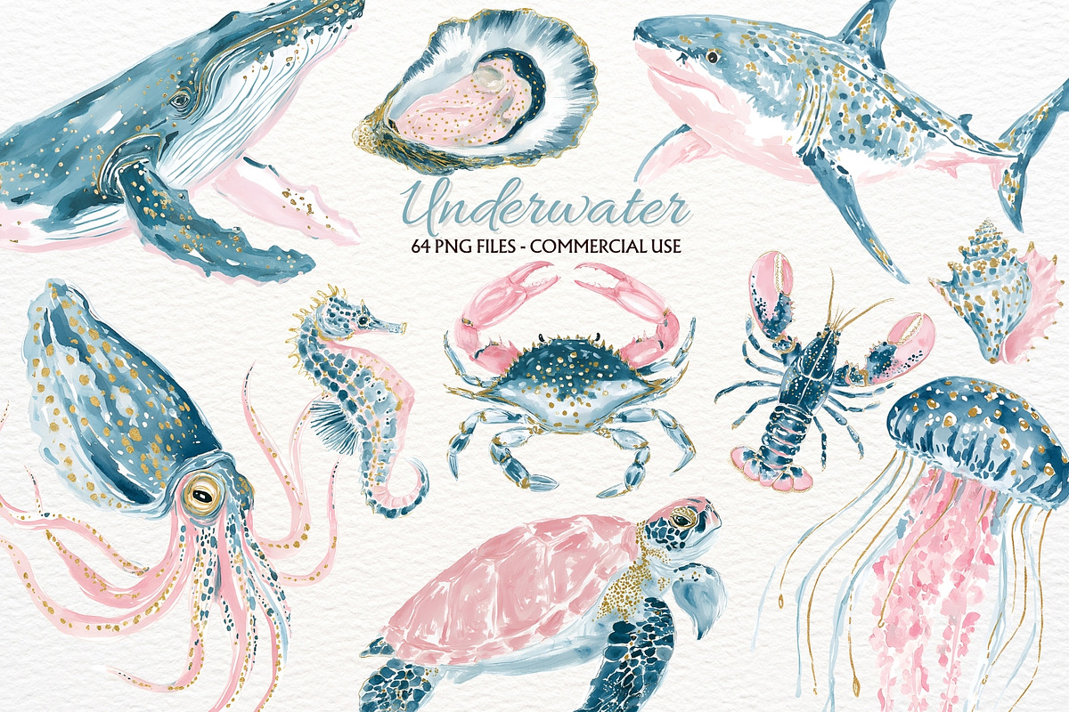 Undersea Ocean Animals PNG Clipart, an Animal Illustration by SugarCloudStudioArt (Photo 1 of 7)