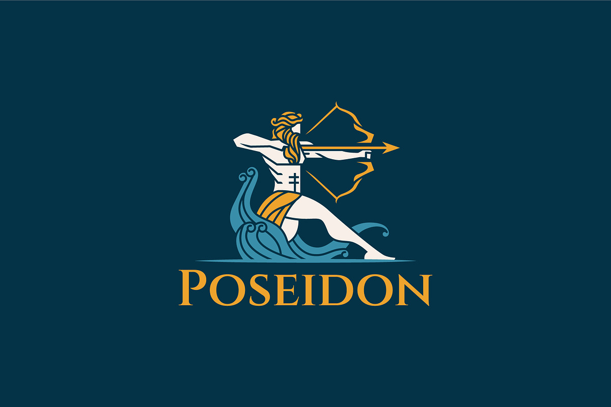 greek god poseidon icon logo, a Branding & Logo Template by Blazybone