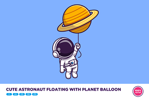 Cute Astronaut Floating With Planet